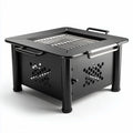 Grill ogrodowy kwadratowy 60 x 60 x 25cm z metalową konstrukcją czarny